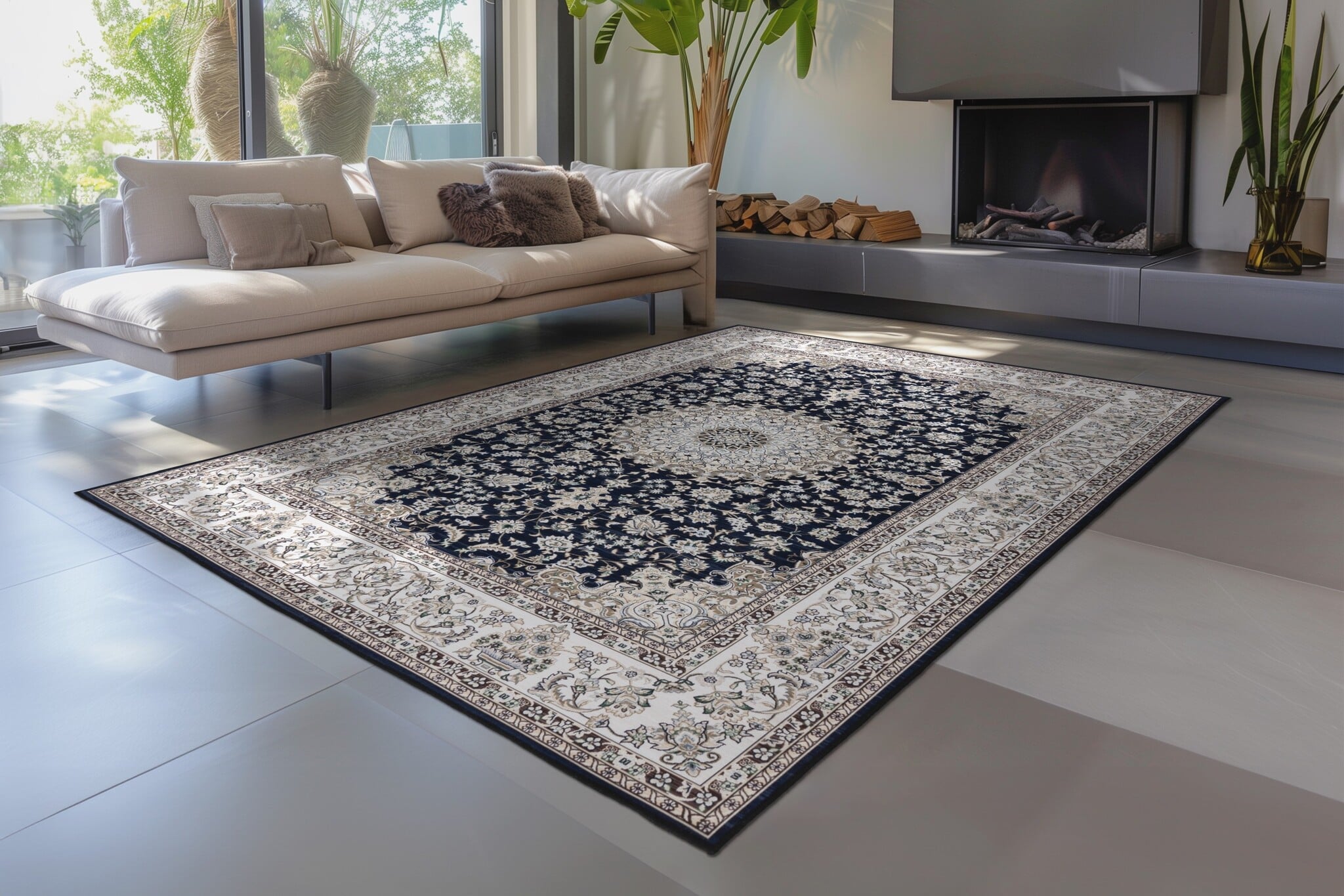 Dunya Klassiek Vloerkleed Blauw