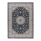 Dunya Klassiek - Oosters Vloerkleed - Laagpolig, Wasbaar, Anti-Slip, 100% Polyester - Blauw