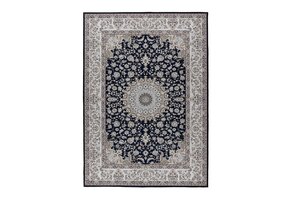 Dunya Klassiek - Oosters Vloerkleed - Laagpolig, Wasbaar, Anti-Slip, 100% Polyester - Blauw