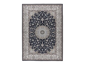 Dunya Klassiek - Oosters Vloerkleed - Laagpolig, Wasbaar, Anti-Slip, 100% Polyester - Blauw