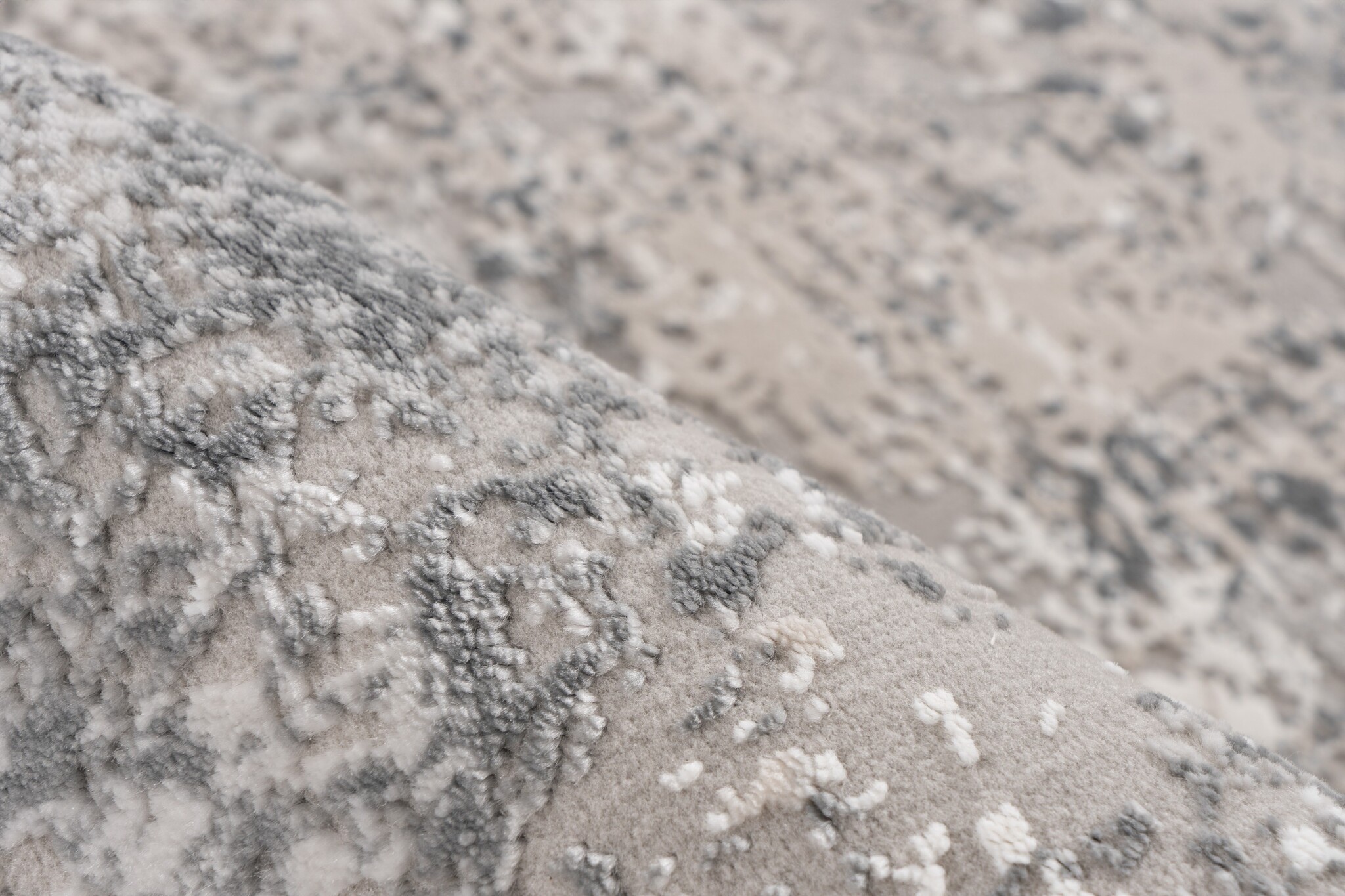 Eli Home Style - Marmerlook Vloerkleed - Laagpolig, 3D-Look, Franjes, Soft Touch - Zilver