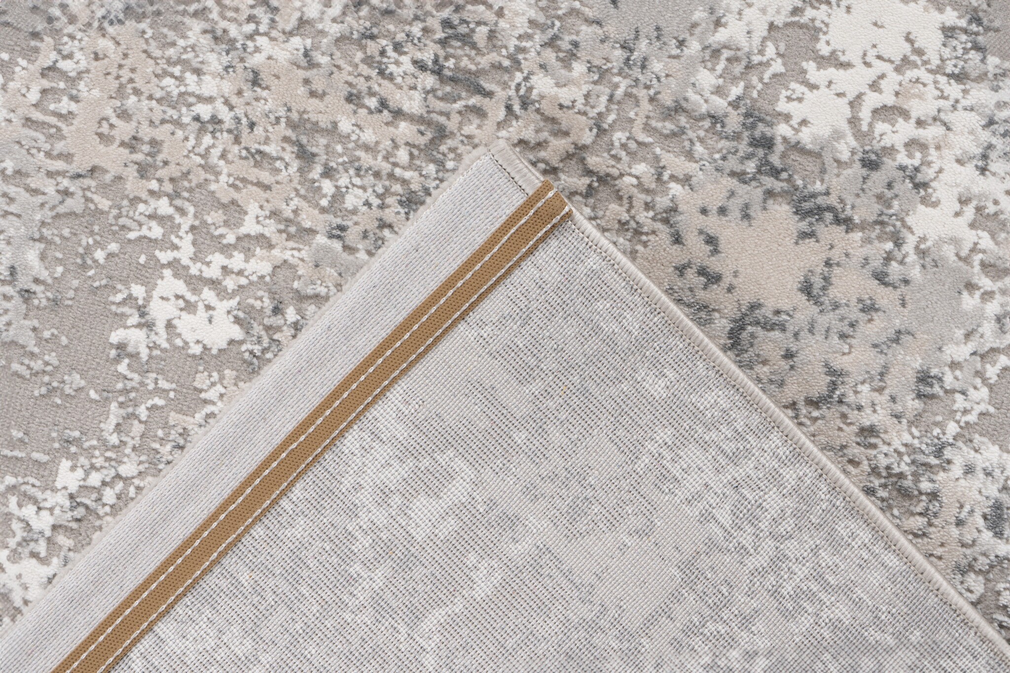 Eli Home Style - Marmerlook Vloerkleed - Laagpolig, 3D-Look, Franjes, Soft Touch - Zilver