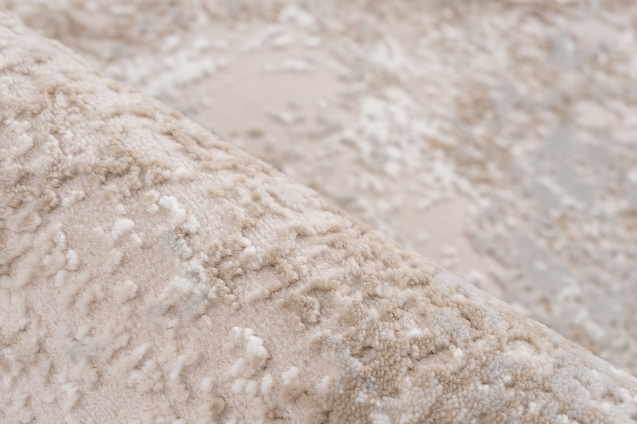 Eli Home Style - Marmerlook Vloerkleed - Laagpolig, 3D-Look, Franjes, Soft Touch - Beige