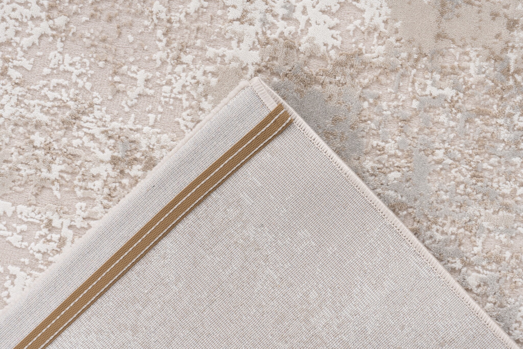 Eli Home Style - Marmerlook Vloerkleed - Laagpolig, 3D-Look, Franjes, Soft Touch - Beige