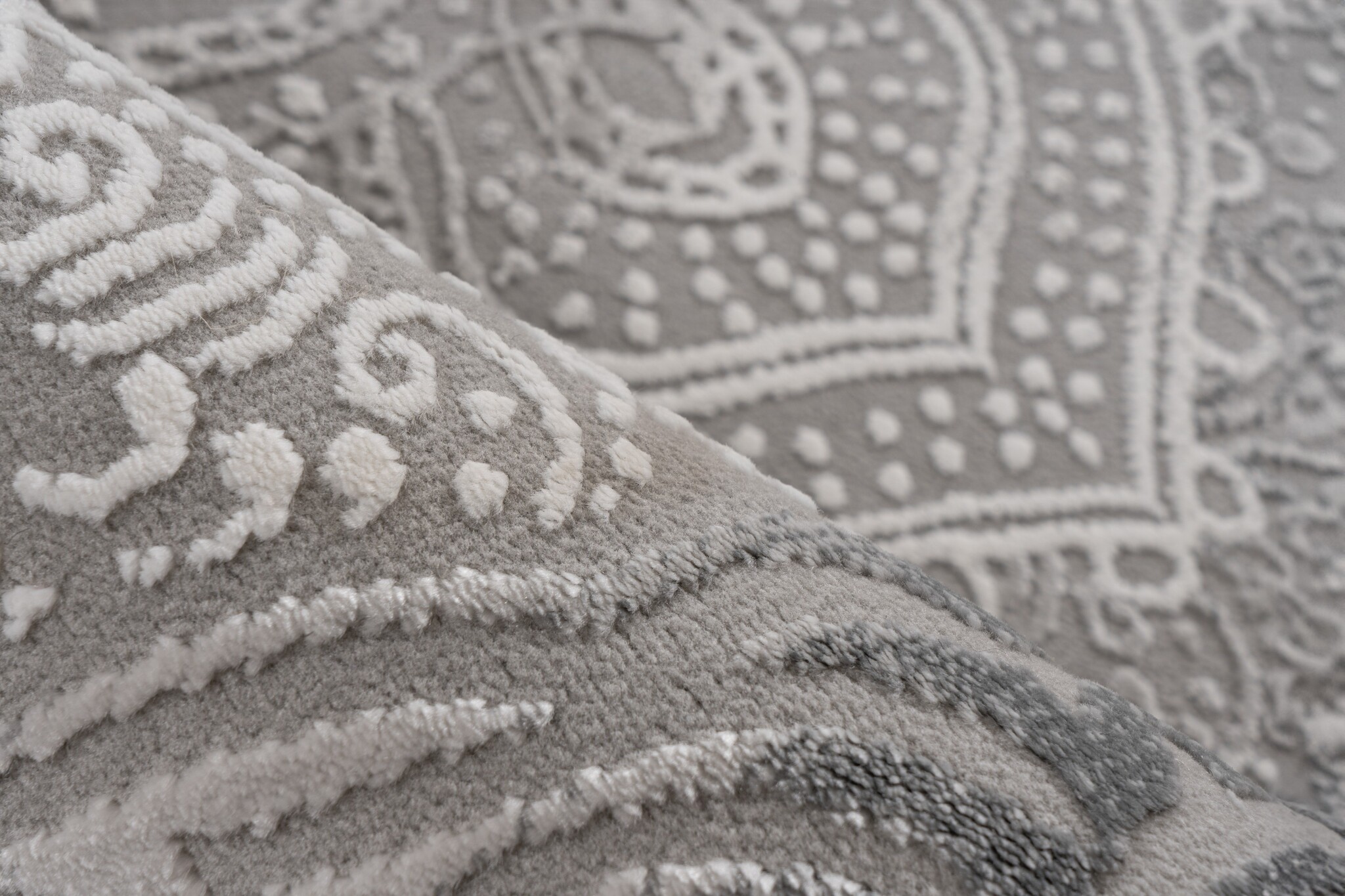 Eli Home Style - Klassiek Vloerkleed - Laagpolig, 3D-Look, Franjes, Soft Touch - Zilver