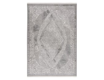 Eli Home Style - Klassiek Vloerkleed - Laagpolig, 3D-Look, Franjes, Soft Touch - Zilver