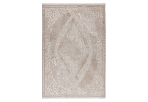 Eli Home Style - Klassiek Vloerkleed - Laagpolig, 3D-Look, Franjes, Soft Touch - Beige