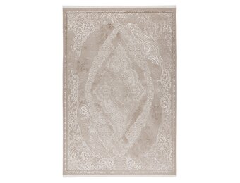 Eli Home Style - Klassiek Vloerkleed - Laagpolig, 3D-Look, Franjes, Soft Touch - Beige