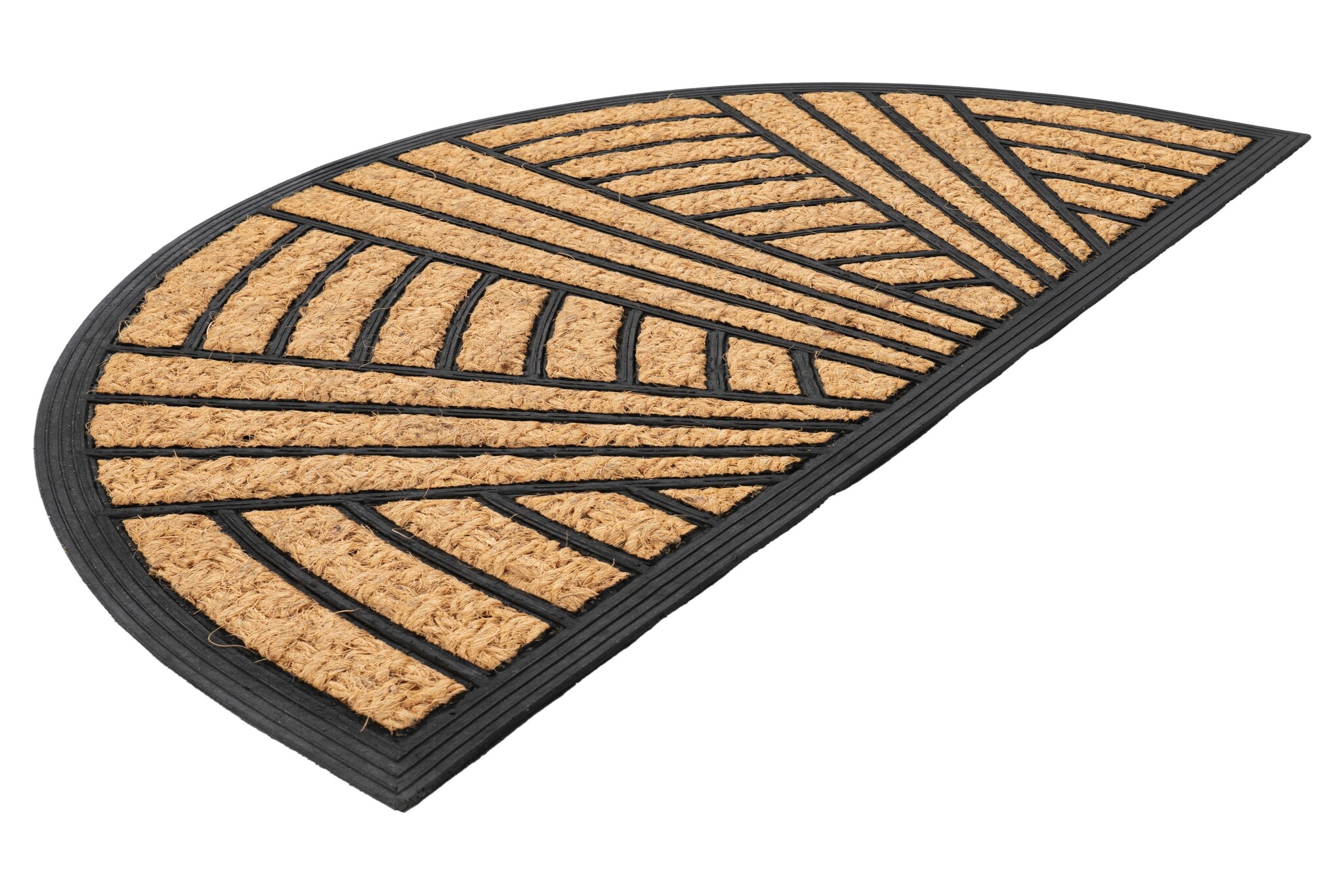 Bogota Kokos - Deurmat - Halfrond - Droogloopmat – Beige / Zwart - Slijtvast & 100% Kokosvezel