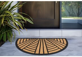Bogota Kokos - Deurmat - Halfrond - Droogloopmat – Beige / Zwart - Slijtvast & 100% Kokosvezel
