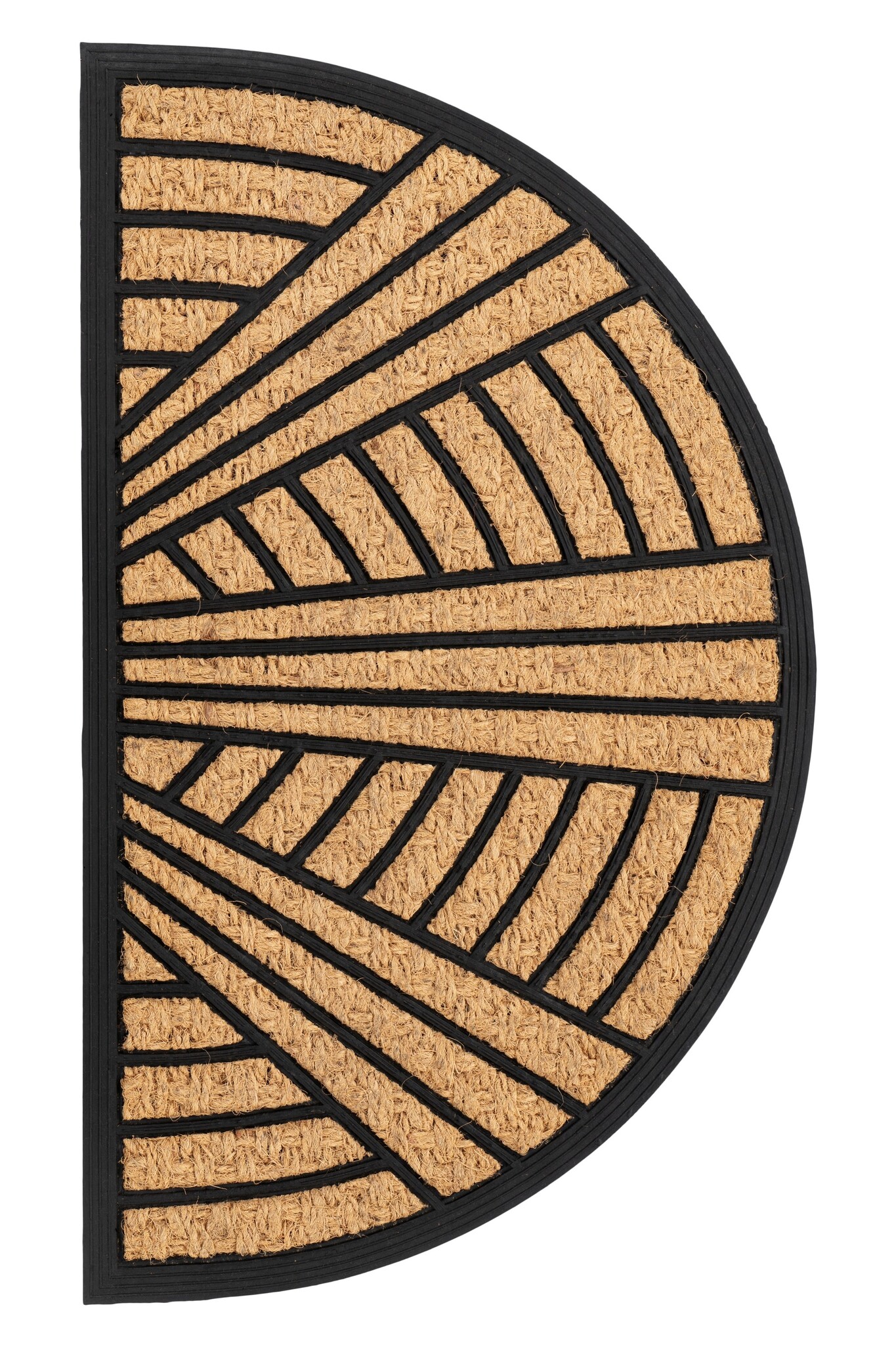 Bogota Kokos - Deurmat - Halfrond - Droogloopmat – Beige / Zwart - Slijtvast & 100% Kokosvezel