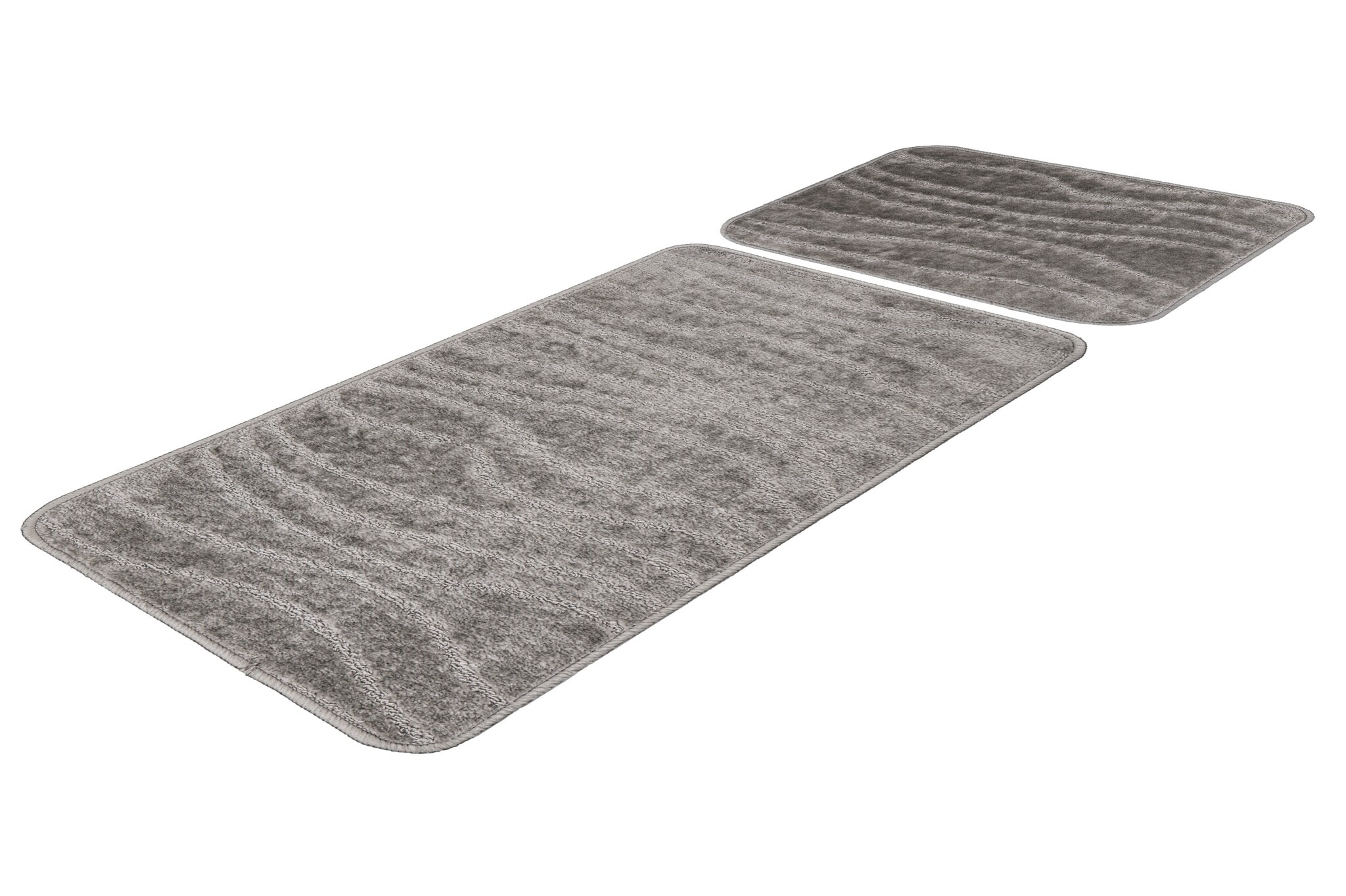 Bari Badmat / Toiletmat - Badkamer Set 2-Delig - Wasbaar - Anti-slip - Zilver