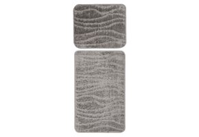 Bari Badmat / Toiletmat - Badkamer Set 2-Delig - Wasbaar - Anti-slip - Zilver