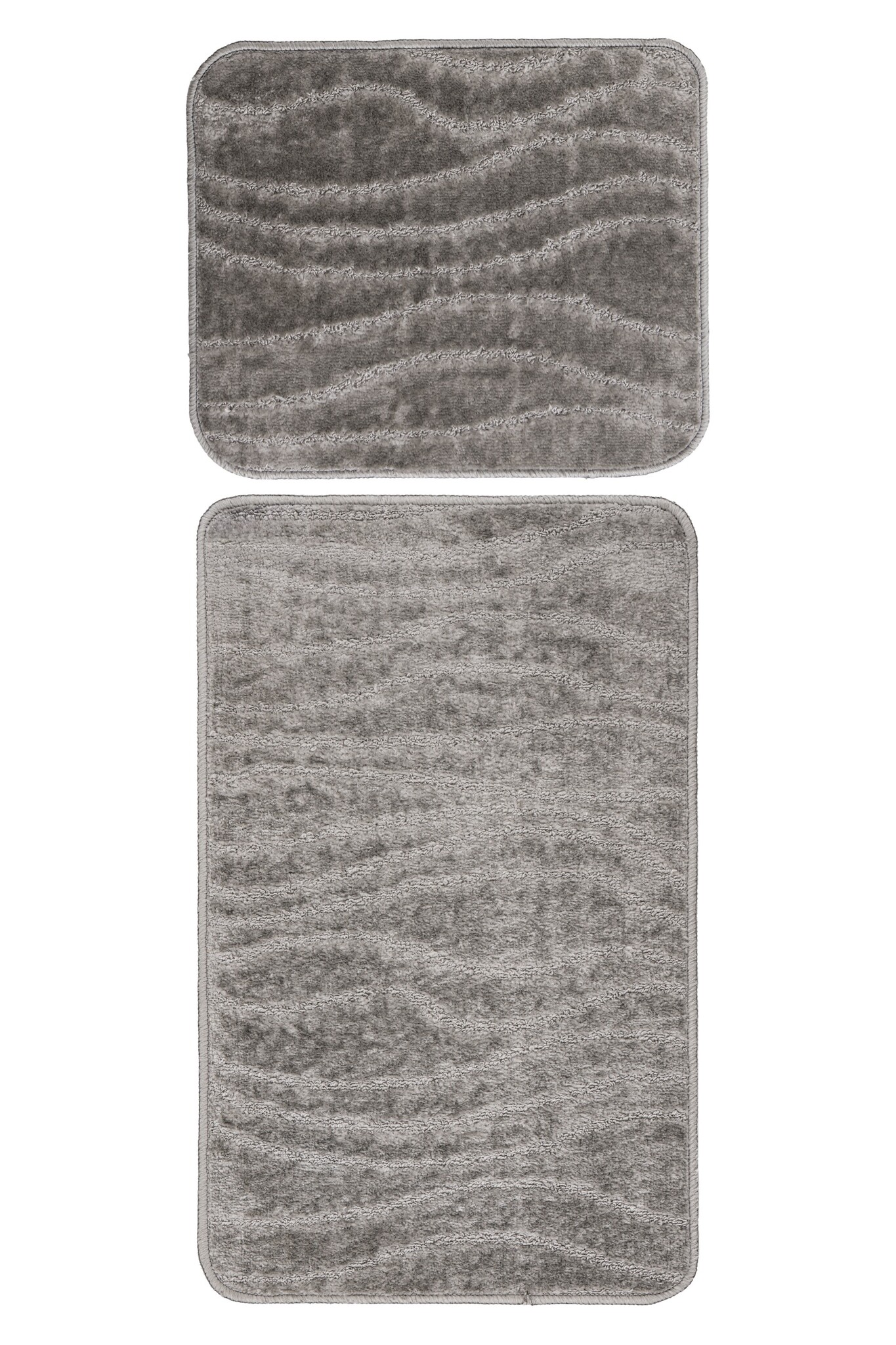 Bari Badmat / Toiletmat - Badkamer Set 2-Delig - Wasbaar - Anti-slip - Zilver