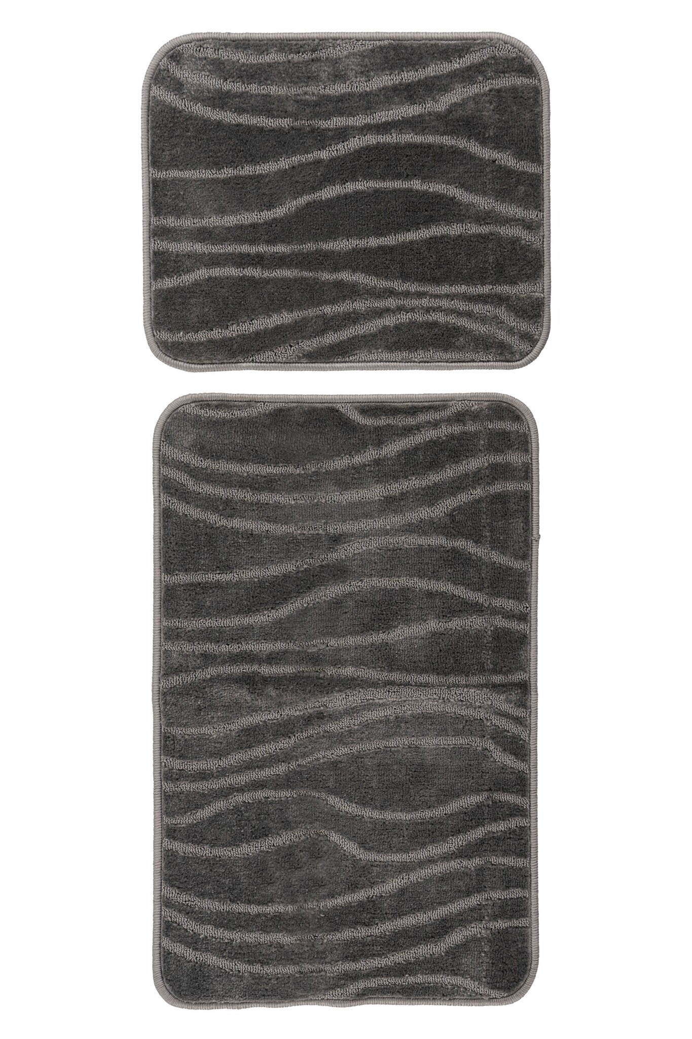 Bari Badmat / Toiletmat - Badkamer Set 2-Delig - Wasbaar - Anti-slip - Grijs