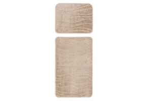 Bari Badmat / Toiletmat - Badkamer Set 2-Delig - Wasbaar - Anti-slip - Beige