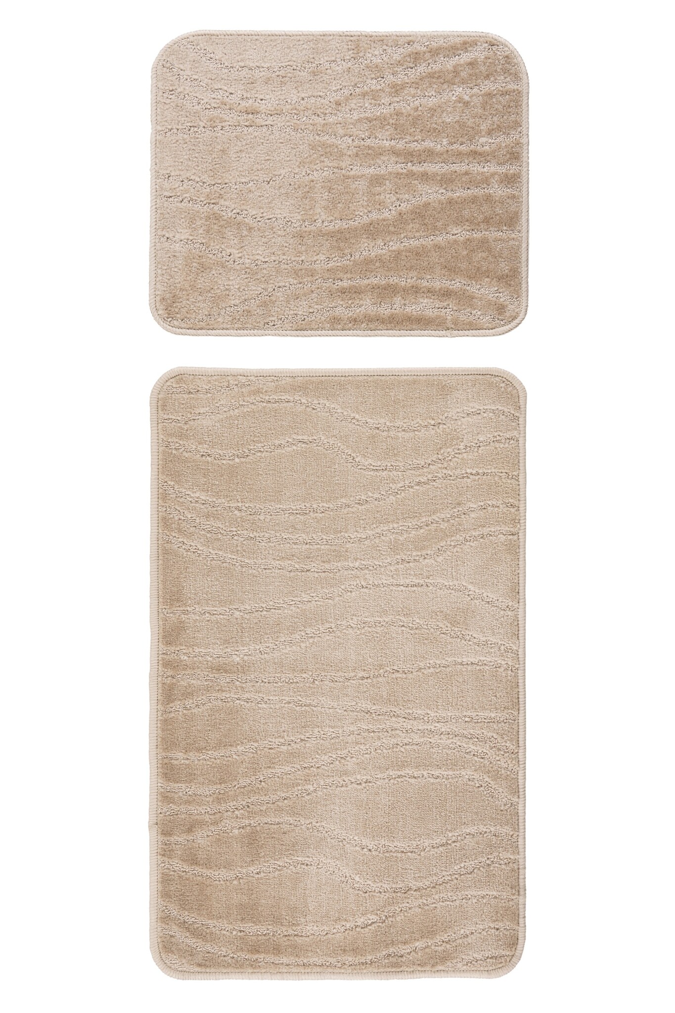 Bari Badmat / Toiletmat - Badkamer Set 2-Delig - Wasbaar - Anti-slip - Beige