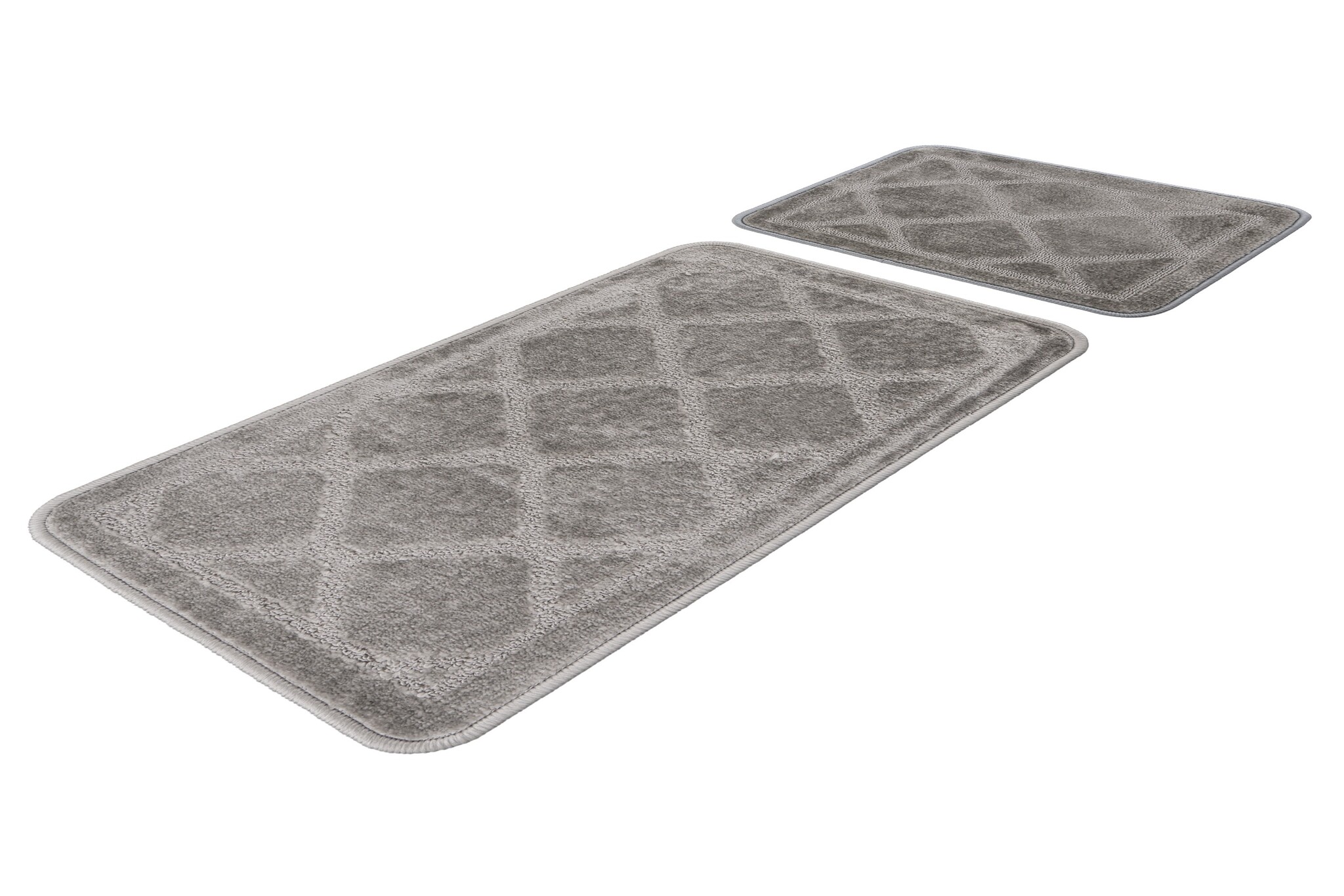 Bari Badmat / Toiletmat - Badkamer Set 2-Delig - Wasbaar - Anti-slip - Zilver