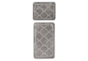 Bari Badmat / Toiletmat - Badkamer Set 2-Delig - Wasbaar - Anti-slip - Zilver