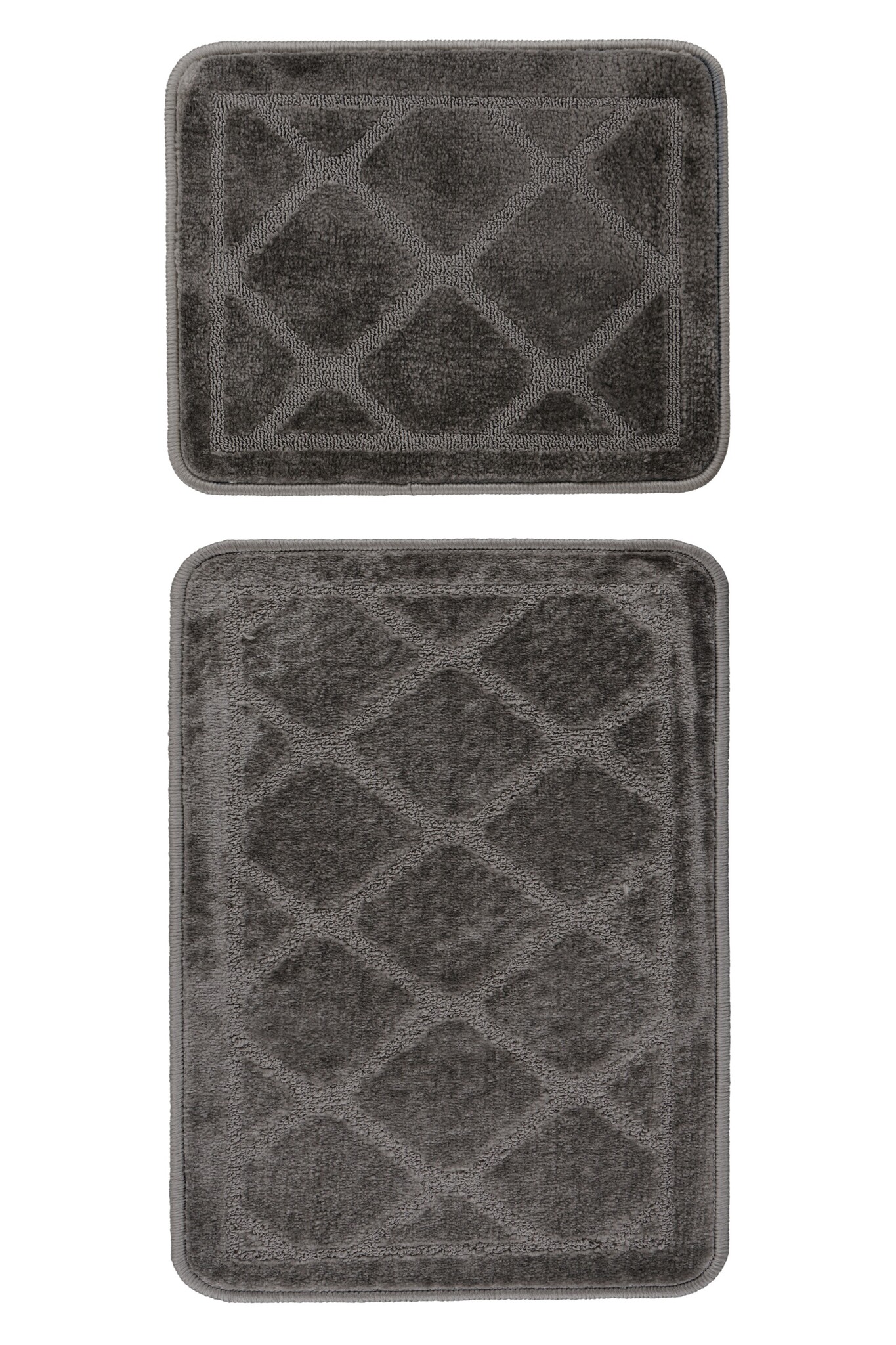 Bari Badmat / Toiletmat - Badkamer Set 2-Delig - Wasbaar - Anti-slip - Grijs