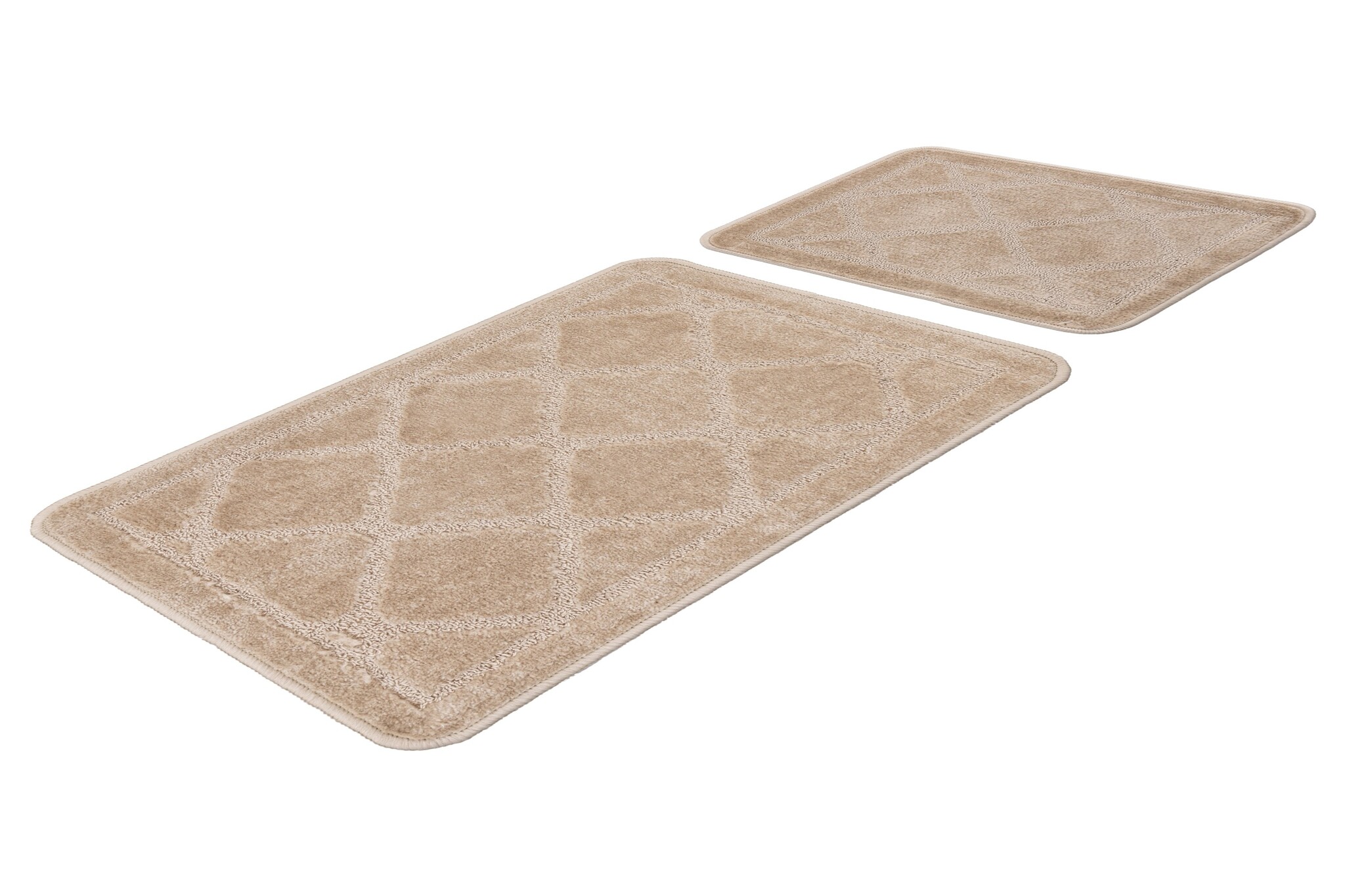 Bari Badmat / Toiletmat - Badkamer Set 2-Delig - Wasbaar - Anti-slip - Beige
