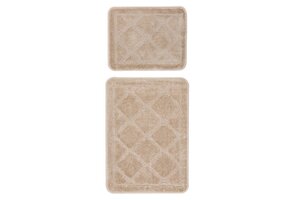 Bari Badmat / Toiletmat - Badkamer Set 2-Delig - Wasbaar - Anti-slip - Beige