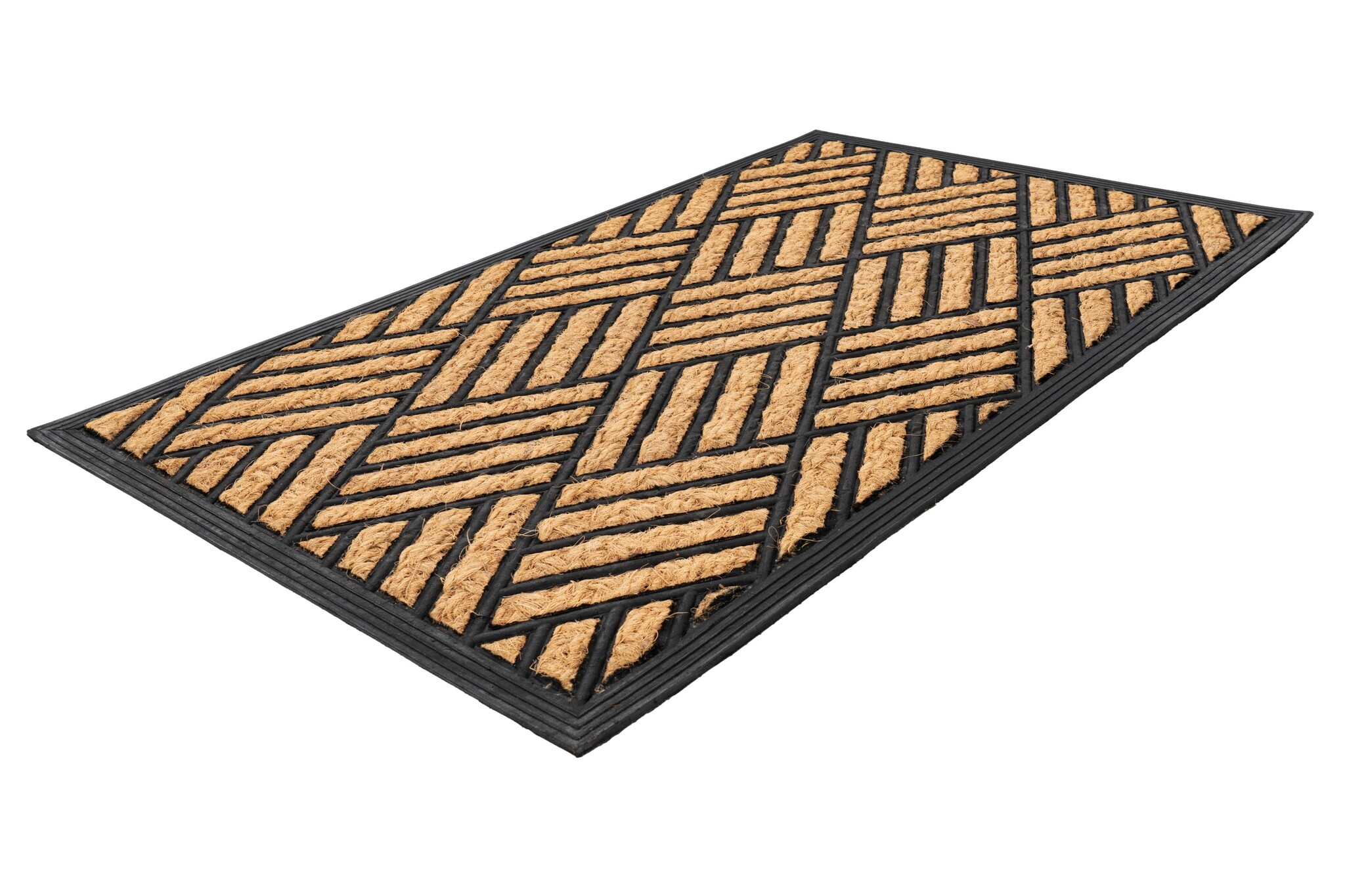 Bali Kokos - Deurmat - Droogloopmat – Beige / Zwart - Slijtvast & 100% Kokosvezel