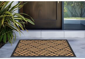 Bali Kokos - Deurmat - Droogloopmat – Beige / Zwart - Slijtvast & 100% Kokosvezel