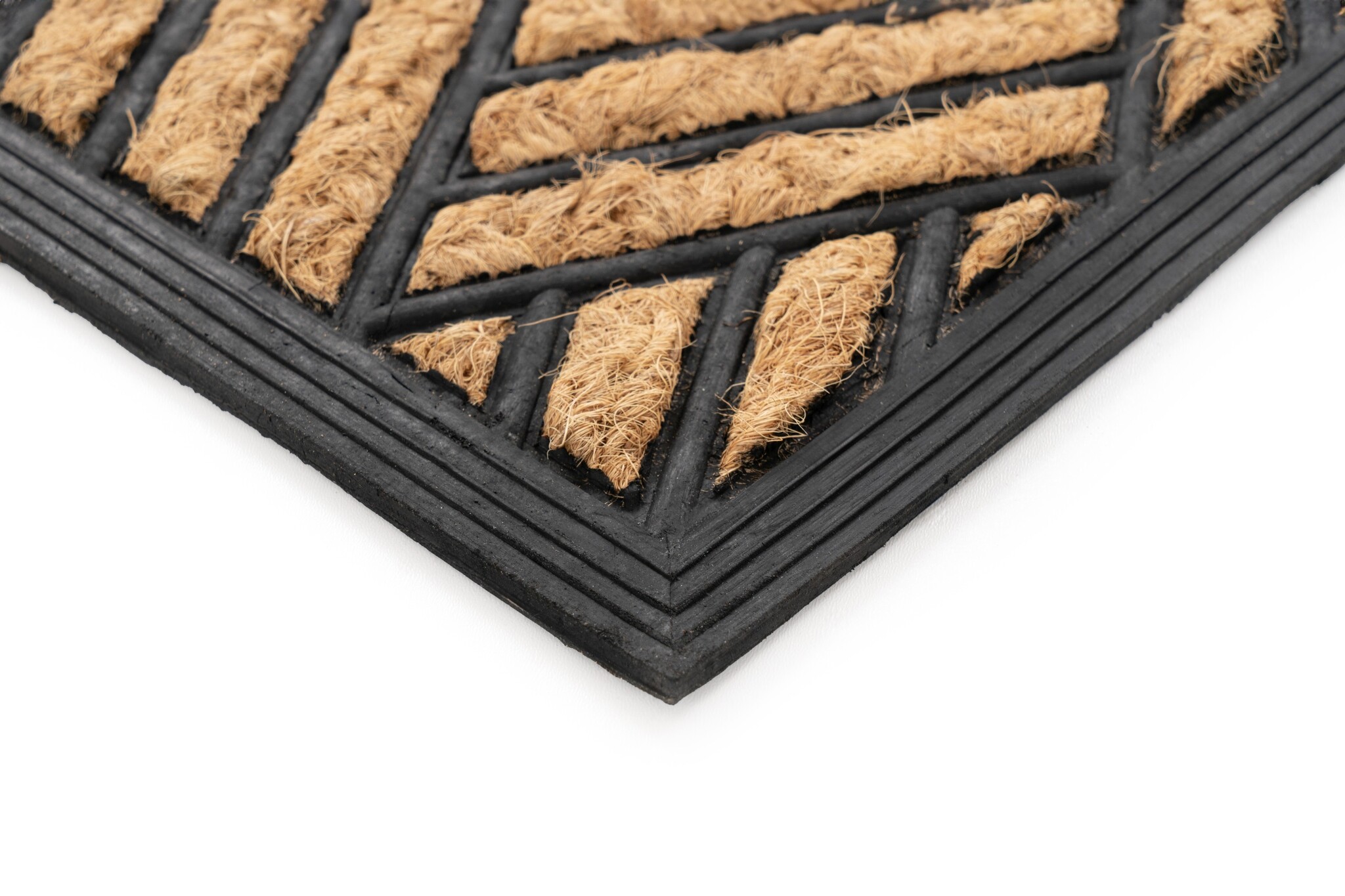 Bali Kokos - Deurmat - Droogloopmat – Beige / Zwart - Slijtvast & 100% Kokosvezel