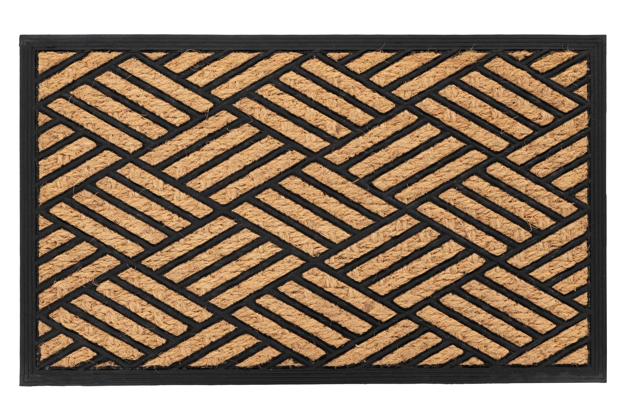Bali Kokos - Deurmat - Droogloopmat – Beige / Zwart - Slijtvast & 100% Kokosvezel