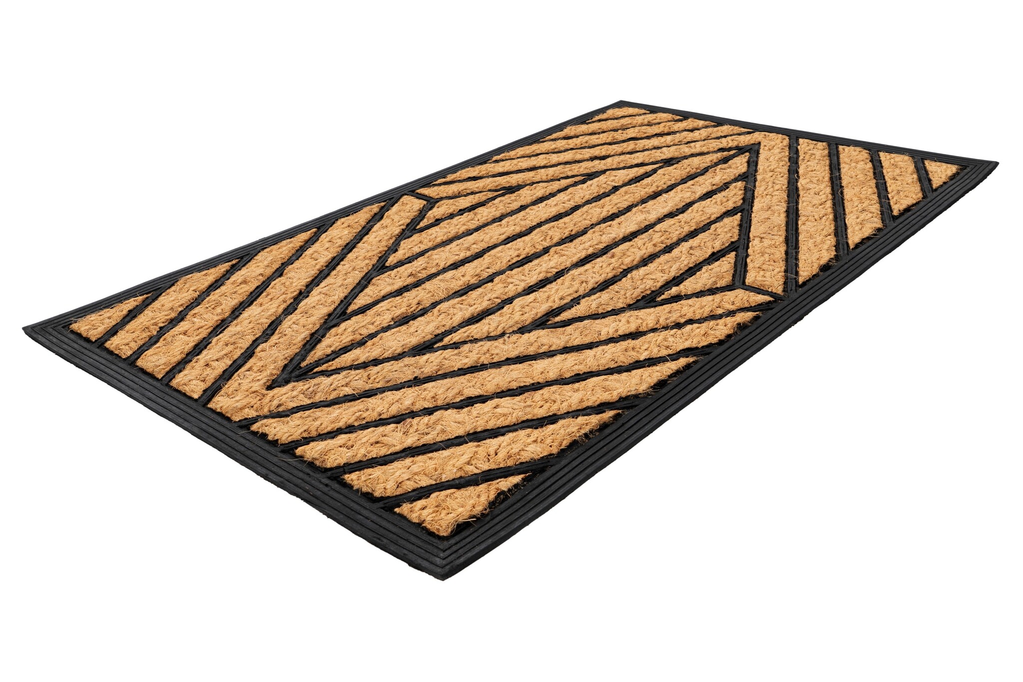 Bali Kokos - Deurmat - Droogloopmat – Beige / Zwart - Slijtvast & 100% Kokosvezel