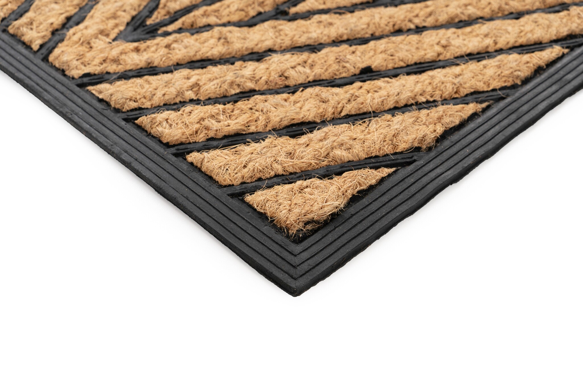 Bali Kokos - Deurmat - Droogloopmat – Beige / Zwart - Slijtvast & 100% Kokosvezel