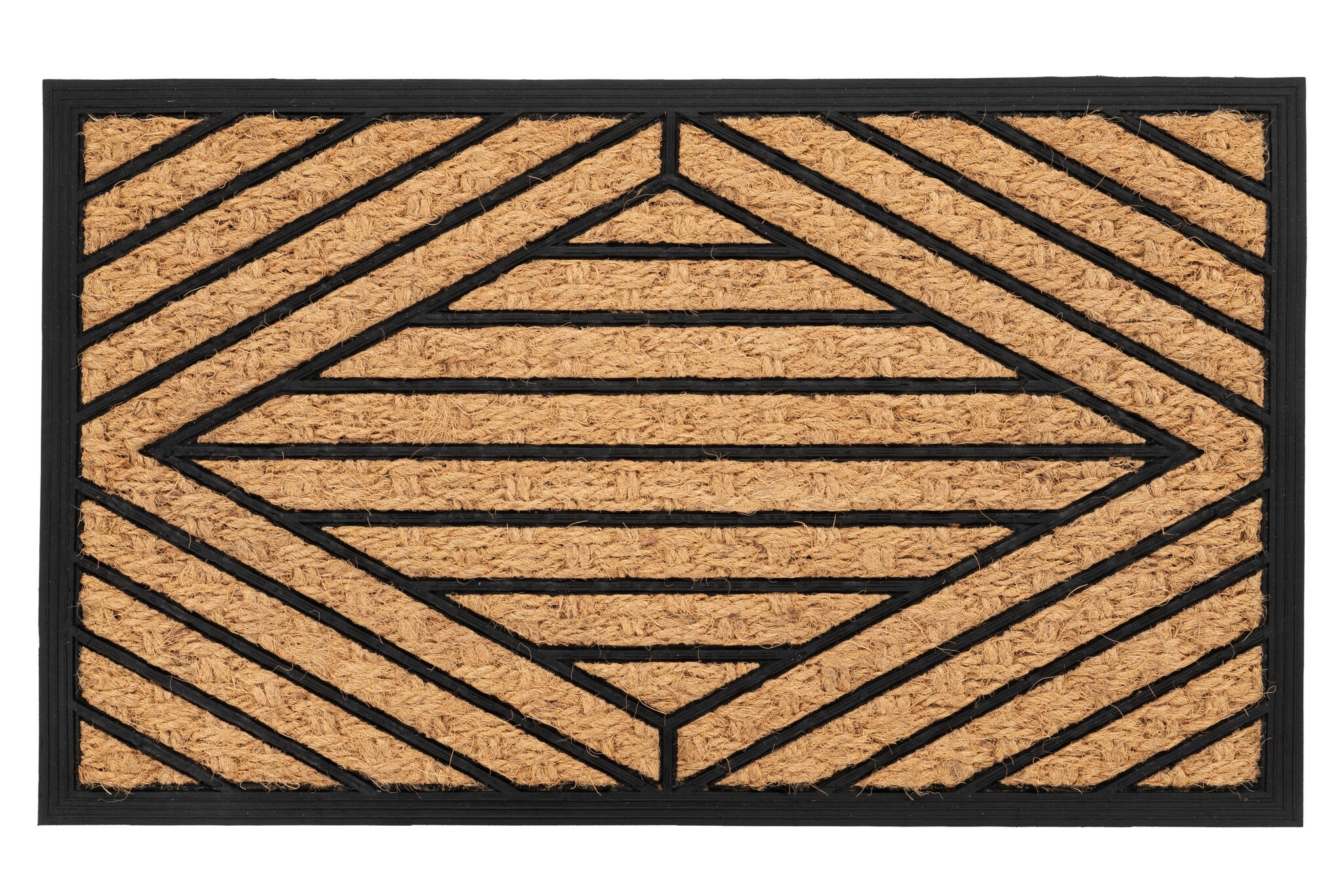Bali Kokos - Deurmat - Droogloopmat – Beige / Zwart - Slijtvast & 100% Kokosvezel
