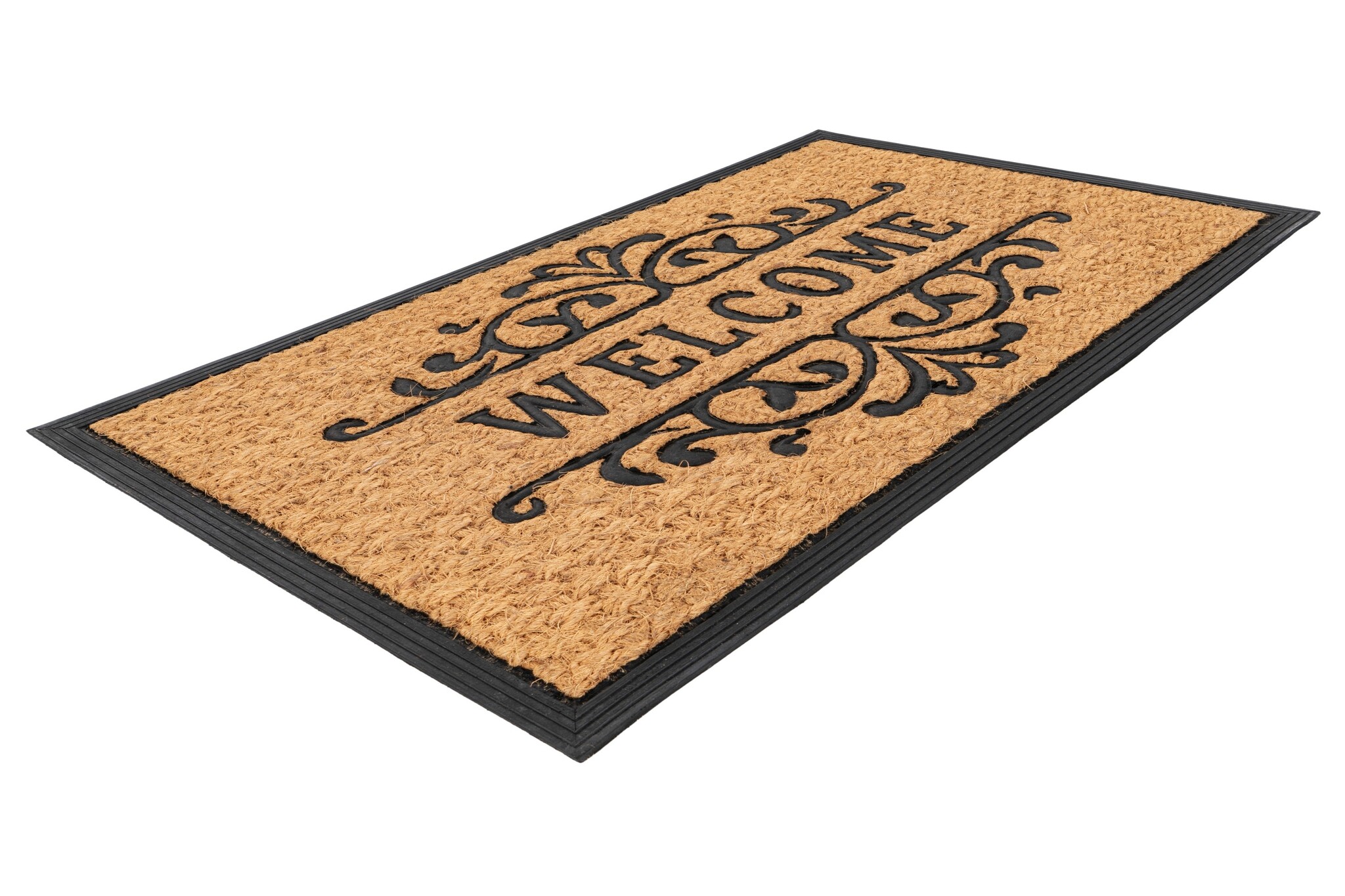Bali Welcome - Deurmat - Droogloopmat – Beige / Zwart - Slijtvast & 100% Kokosvezel