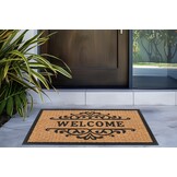 Bali Welcome - Deurmat - Droogloopmat – Beige / Zwart - Slijtvast & 100% Kokosvezel