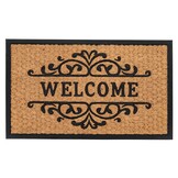 Bali Welcome - Deurmat - Droogloopmat – Beige / Zwart - Slijtvast & 100% Kokosvezel