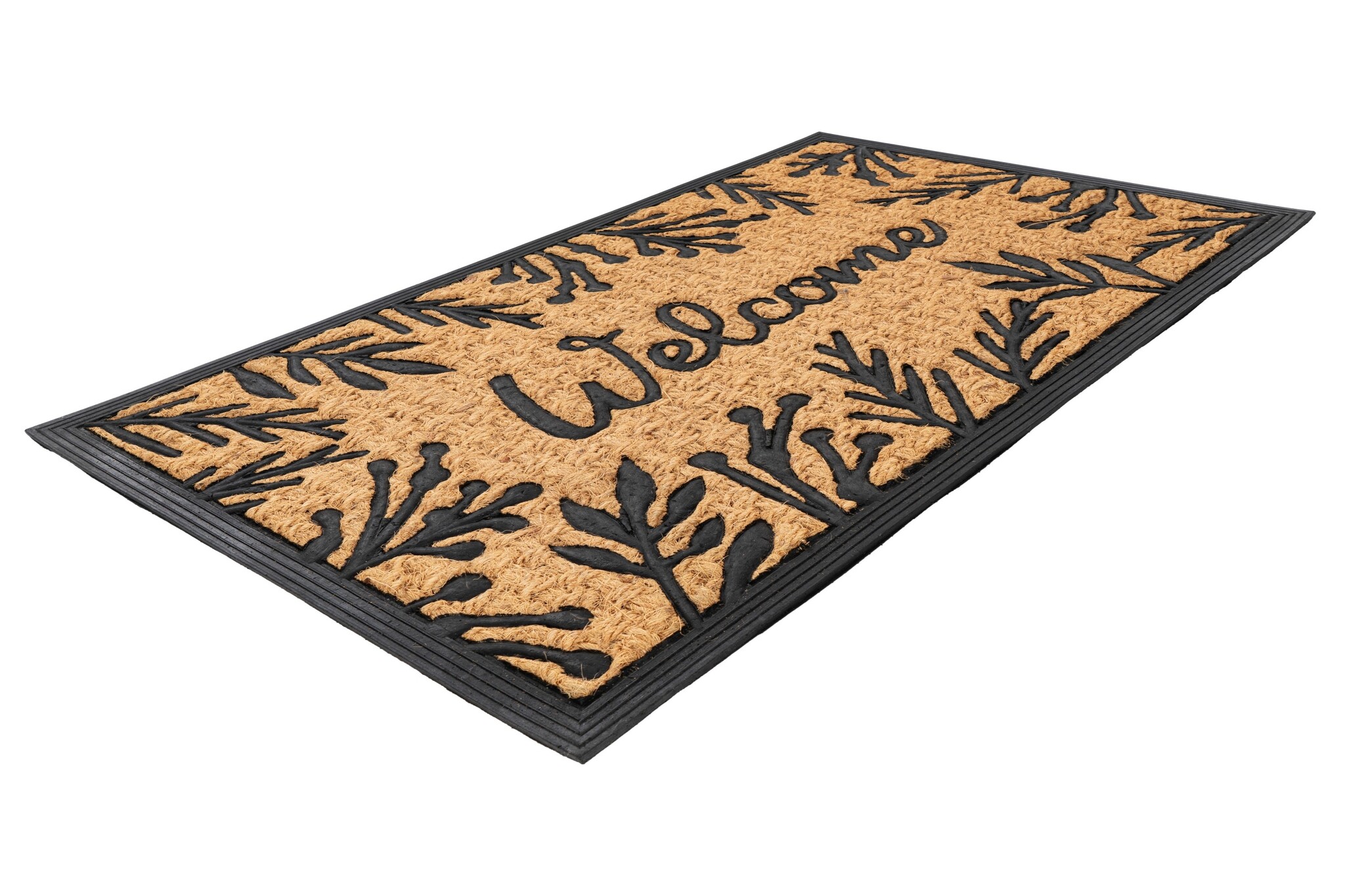 Bali Welcome - Deurmat - Droogloopmat – Beige / Zwart - Slijtvast & 100% Kokosvezel