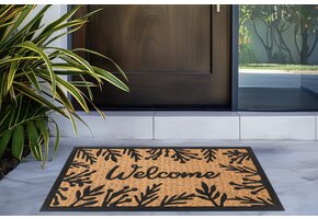 Bali Welcome - Deurmat - Droogloopmat – Beige / Zwart - Slijtvast & 100% Kokosvezel