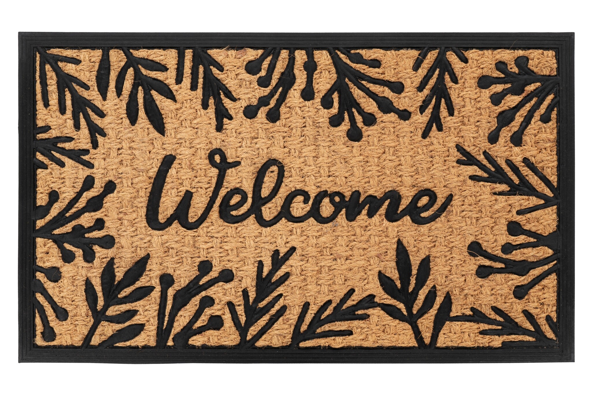 Bali Welcome - Deurmat - Droogloopmat – Beige / Zwart - Slijtvast & 100% Kokosvezel