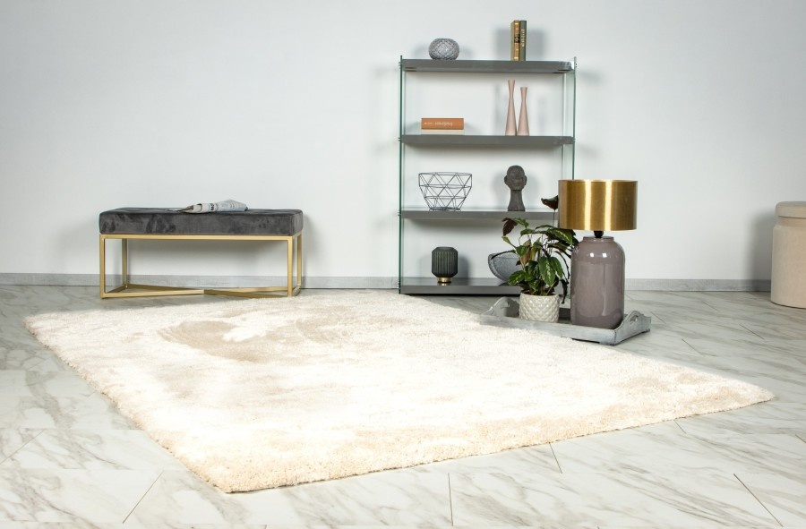 Glamour Soft - Recycled Vloerkleed - Uni, Hoogpolig, 100% Recycled Plastic Flessen, Soft Touch - Creme