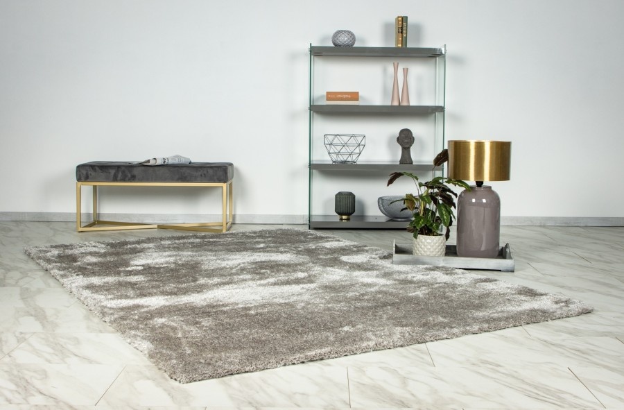 Glamour Soft - Recycled Vloerkleed - Uni, Hoogpolig, 100% Recycled Plastic Flessen, Soft Touch - Zilver