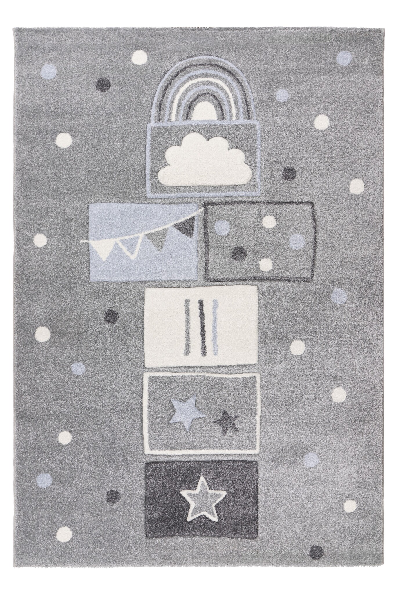 Kindervloerkleed Happy Speelmat – Zacht vloerkleed – Speelkleed voor Kinderkamer – Grijs