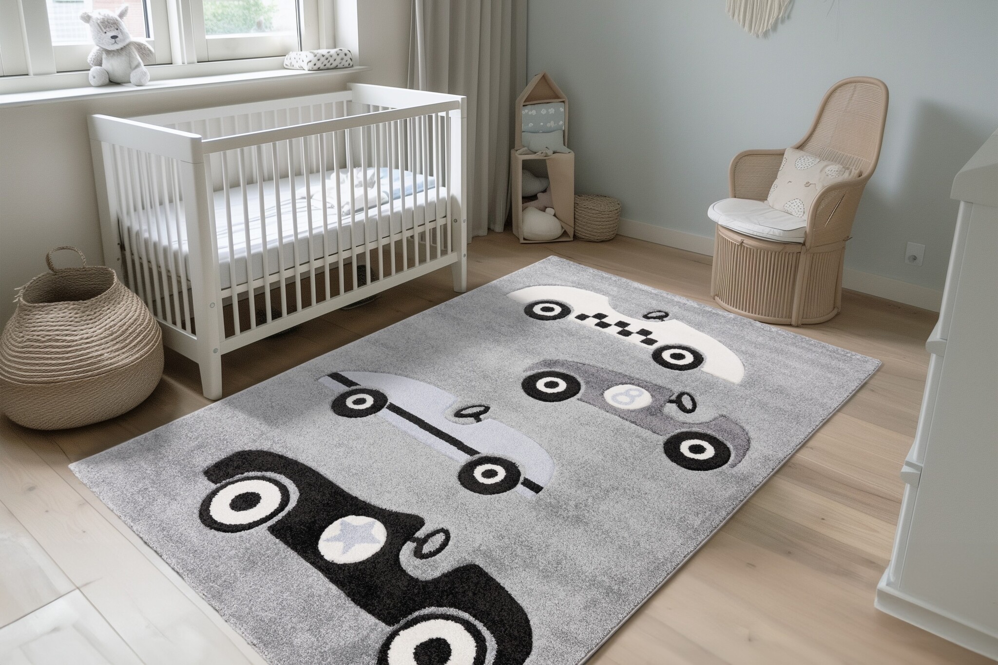 Happy Cars Kindervloerkleed Grijs