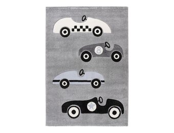 Kindervloerkleed Happy Cars – Zacht vloerkleed – Speelkleed voor Kinderkamer – Grijs