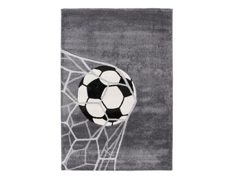 Kindervloerkleed Happy Voetbal – Zacht vloerkleed – Speelkleed voor Kinderkamer – Grijs