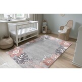 Happy Bloemen Kindervloerkleed Grijs