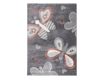 Kindervloerkleed Happy Vlinders – Zacht vloerkleed – Speelkleed voor Kinderkamer – Grijs