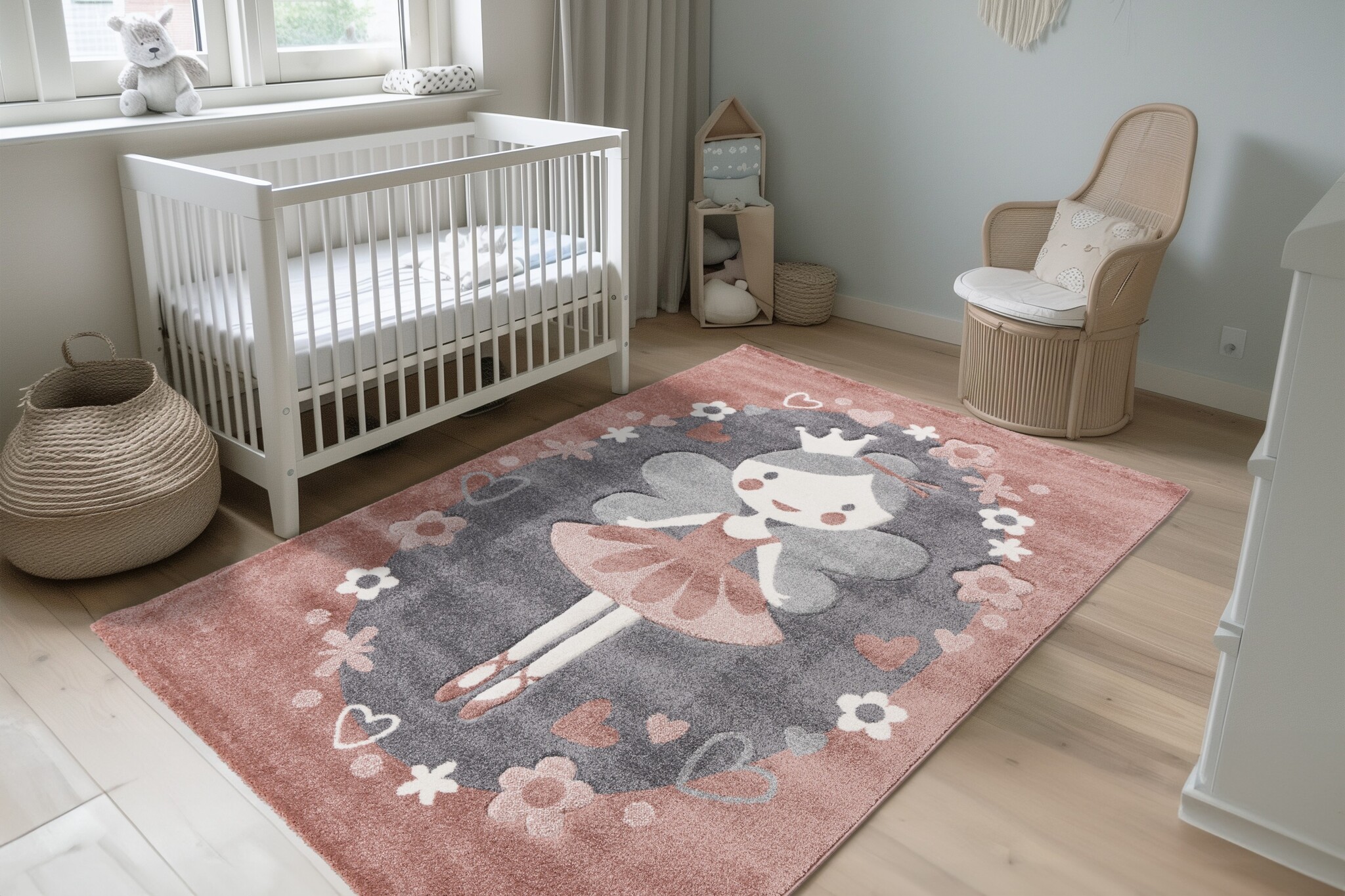 Kindervloerkleed Happy – Zacht vloerkleed – Speelkleed voor Kinderkamer – Roze