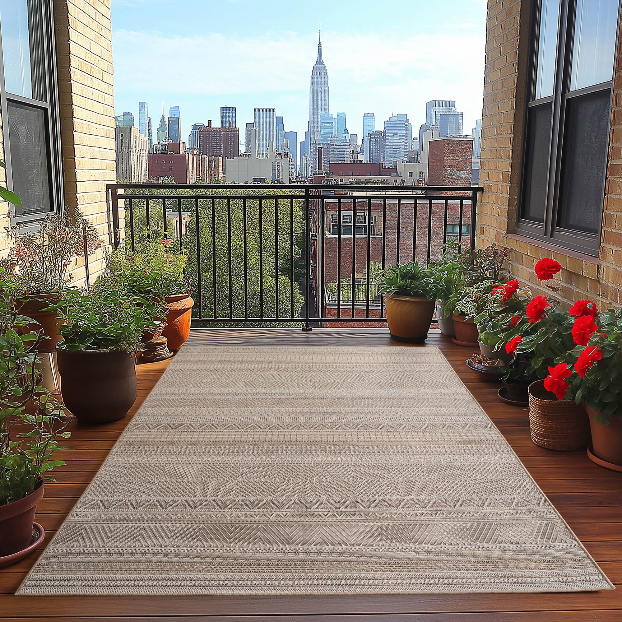 Desert Style Buitenkleed – Outdoor Vloerkleed, Boho Look, Weer- & UV-bestendig - Beige