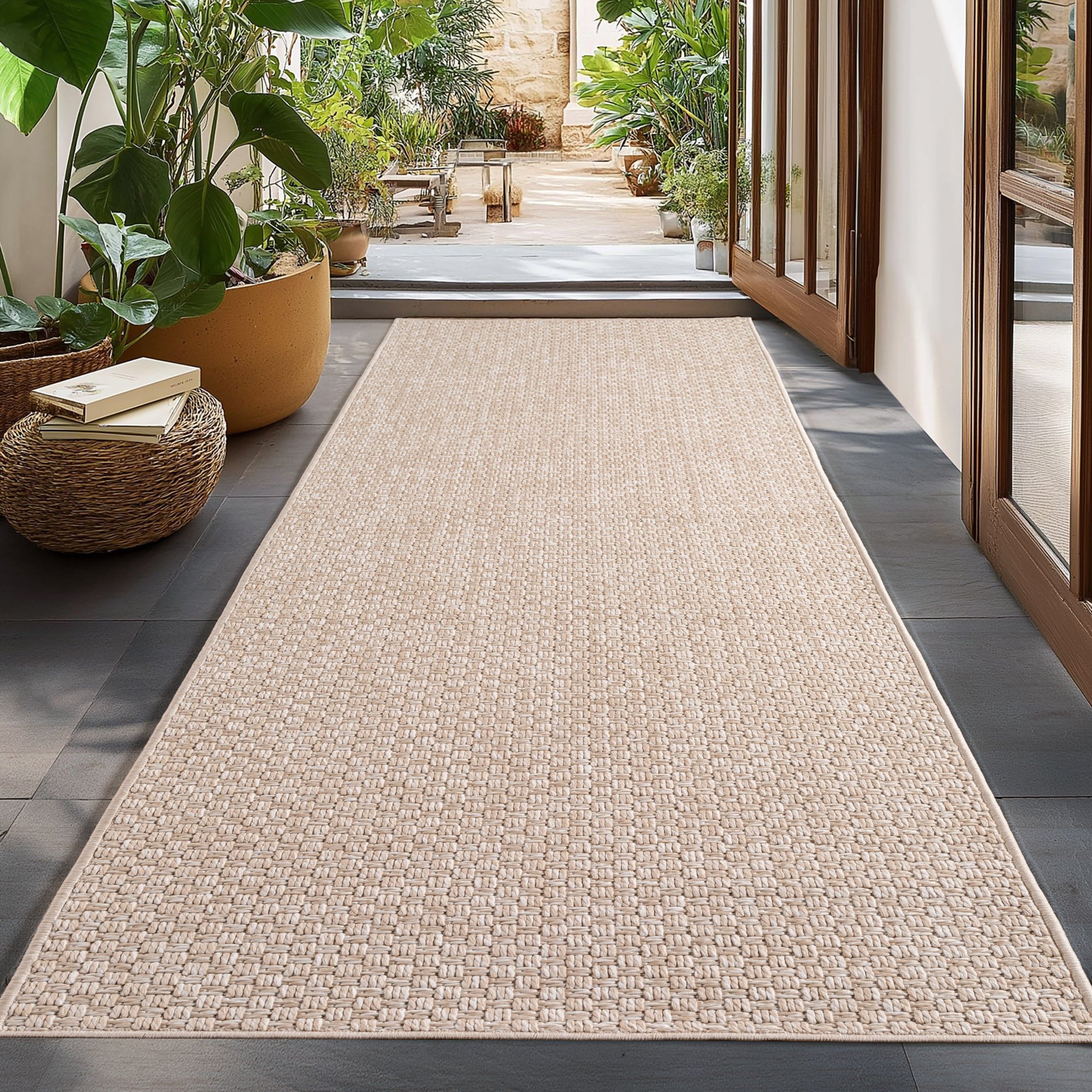Buitenkleed IBIZA – Effen Vloerkleed – Voor Tuin, Terras & Binnen - Beige